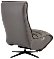 Rückansicht einer grauen Relaxliege mit modernem Design und drehbarem Fuß.