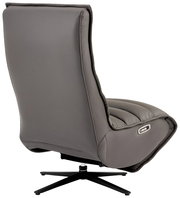 Rückansicht einer grauen Relaxliege mit modernem Design und drehbarem Fuß.