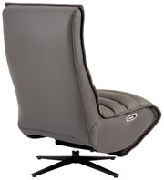 Rückansicht einer grauen Relaxliege mit modernem Design und drehbarem Fuß.
