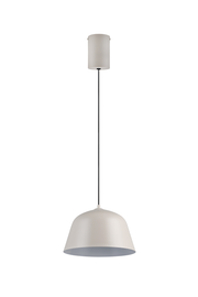 Moderne Hängeleuchte in Weiß, seitliche Perspektive