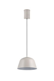 Moderne Hängeleuchte in Weiß, seitliche Perspektive