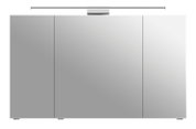 Moderner Spiegelschrank mit drei Türen und integrierter Beleuchtung, Frontalansicht.