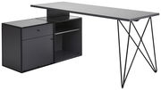 Moderner Winkelschreibtisch mit integrierter Kommode, seitliche Perspektive