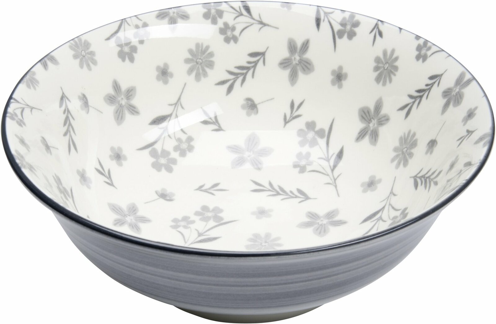 Ritzenhoff & Breker Schale SENDAI Schale Sendai Blume 21cm mit grauem Blumenmuster, seitliche Perspektive