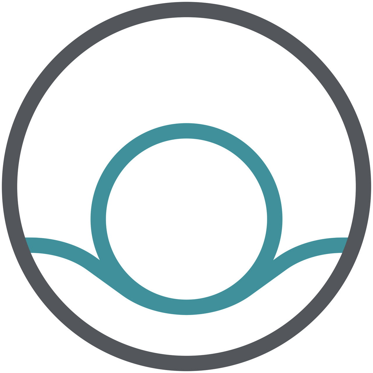 Symbol eines Kreises mit einer Wellenlinie darunter, aus der Vogelperspektive betrachtet.