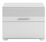 Weiße Sitzbank mit Schublade, Frontansicht