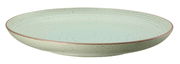 Speiseteller 27 cm in sanftem Grün mit feiner Punktstruktur, seitliche Perspektive
