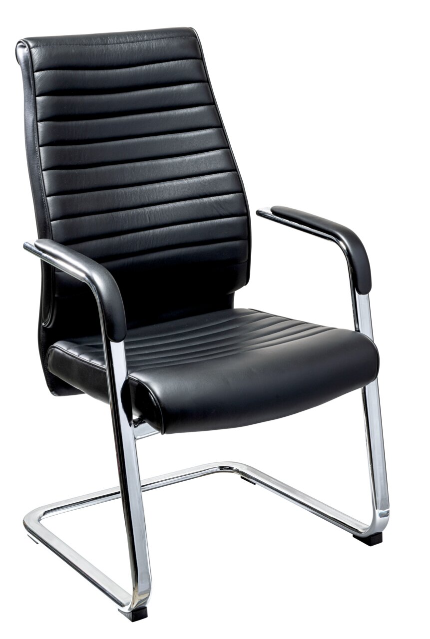 Venda Schwingstuhl MYDELUXE Moderner schwarzer Schwingstuhl mit verchromtem Gestell, seitliche Perspektive