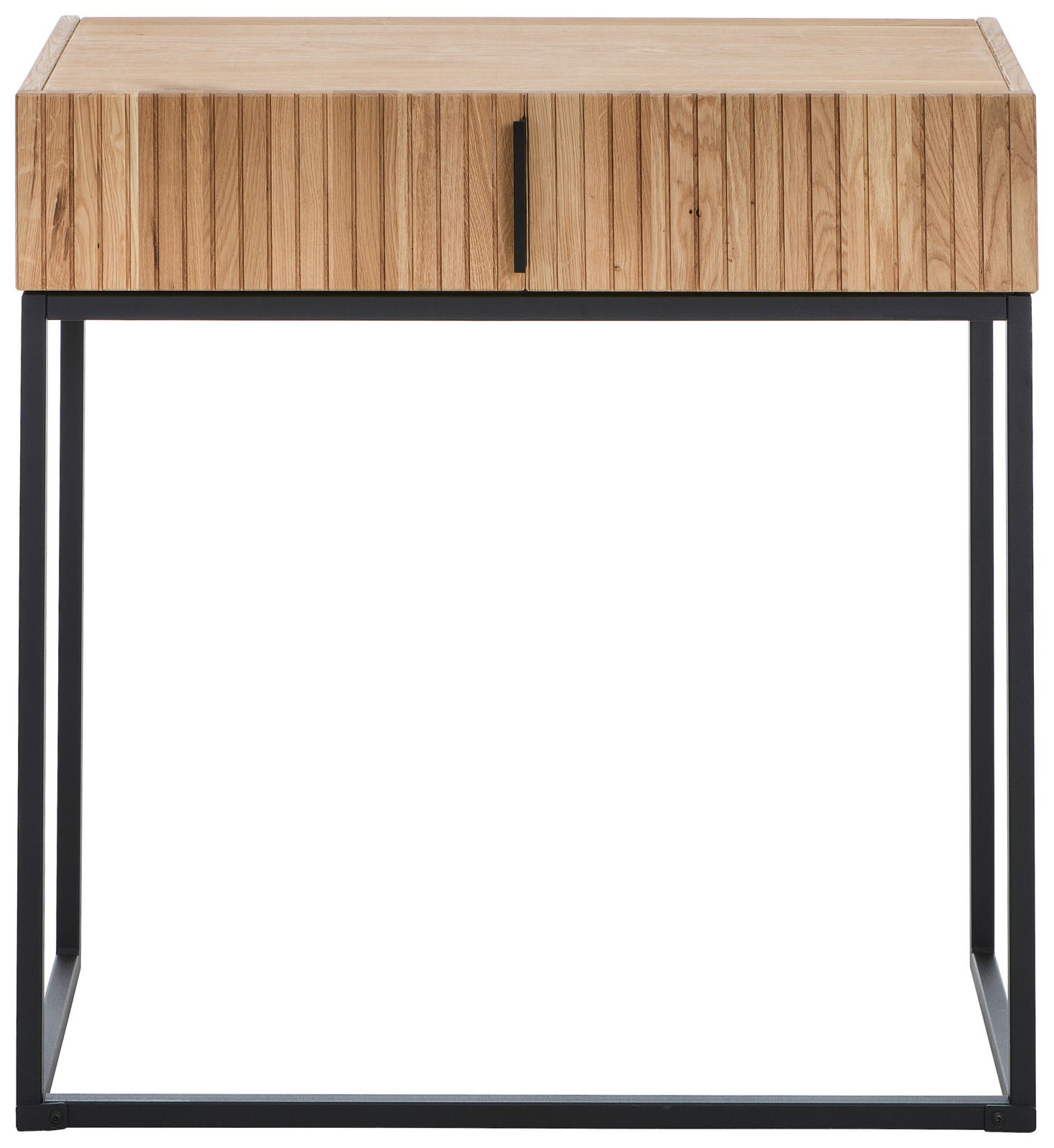 Moderner Konsolentisch aus Holz mit Metallgestell, Frontalansicht