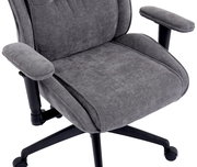 Grauer Homeoffice-Drehstuhl mit Armlehnen, Vorderansicht