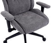 Grauer Homeoffice-Drehstuhl mit Armlehnen, Vorderansicht