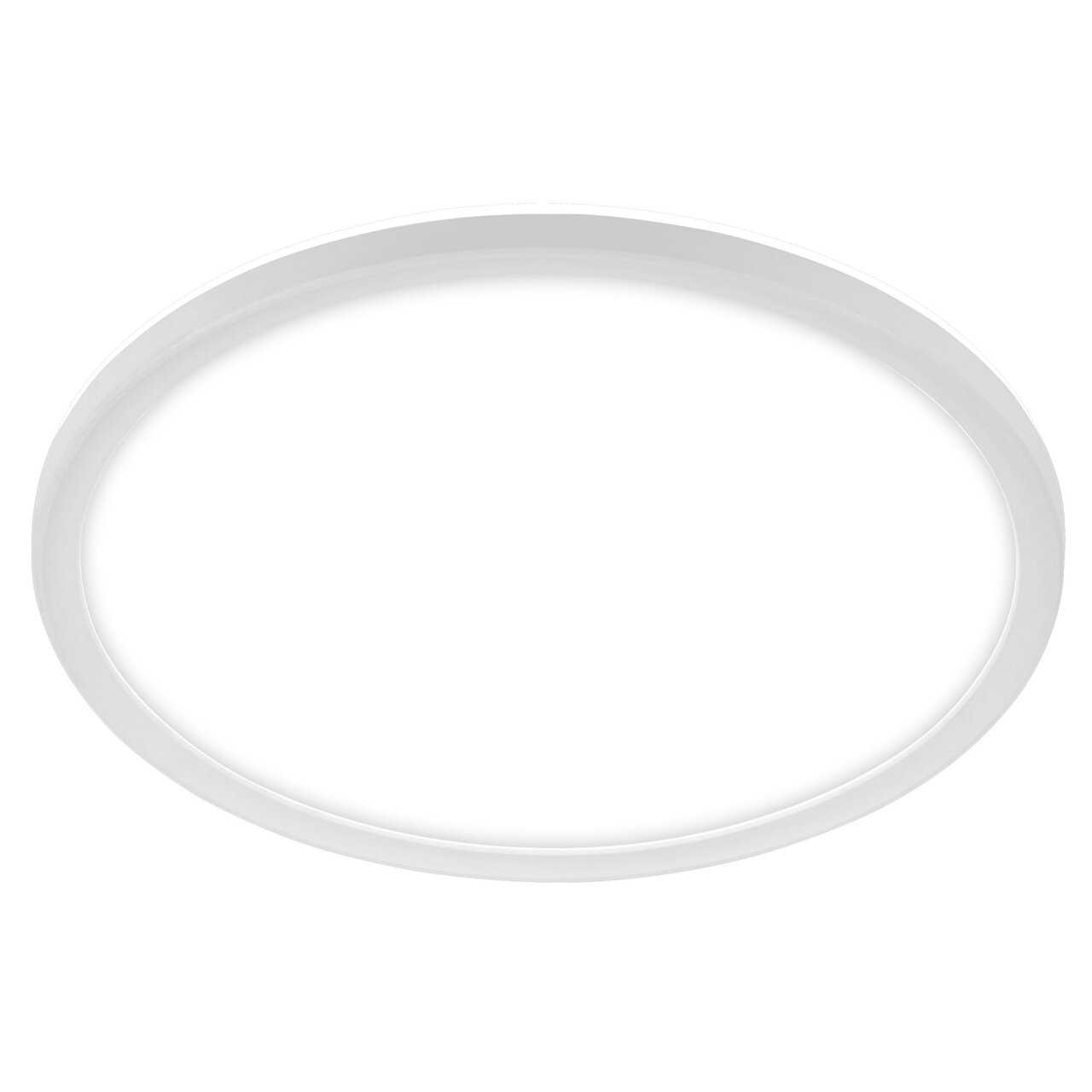Ronde LED-badkamerlamp in wit, gezien van schuin onderaf