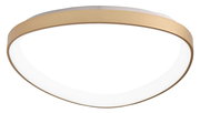 Moderne LED-Deckenleuchte mit goldener Umrandung, seitliche Perspektive