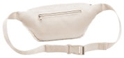 Beige Gürteltasche aus Stoff mit Reißverschluss und verstellbarem Gurt, Vorderansicht