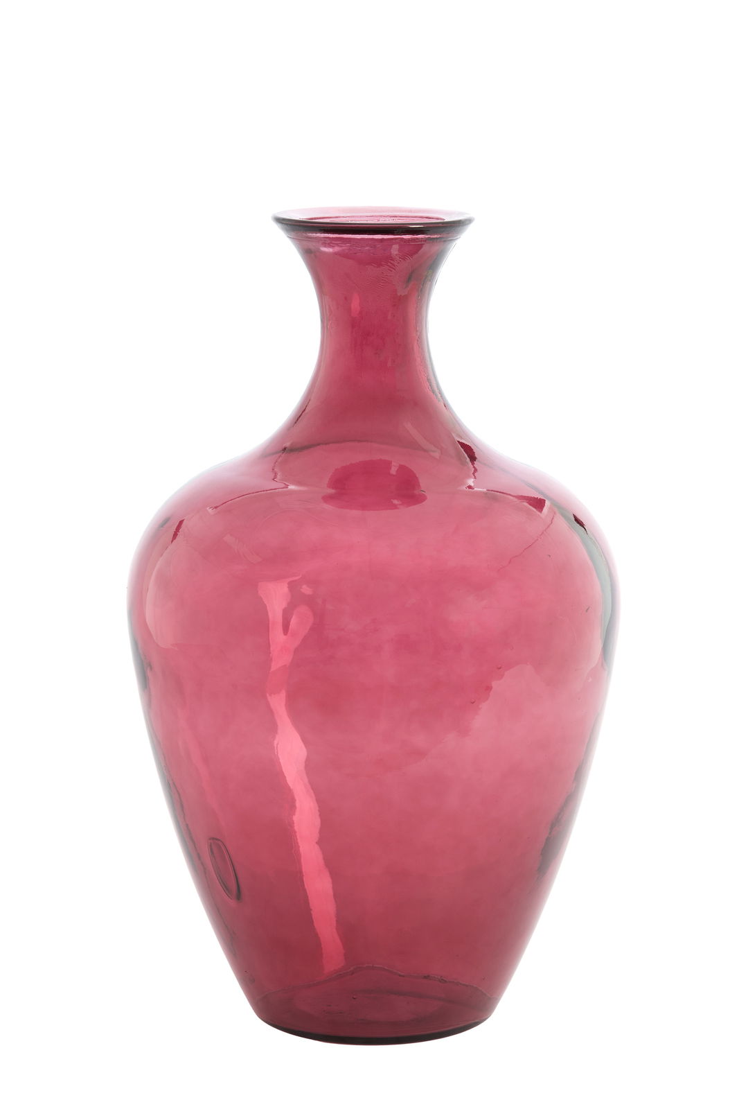 Light&Living Vase RUBRA Rote Glasvase mit bauchiger Form, aus der Frontalperspektive fotografiert.