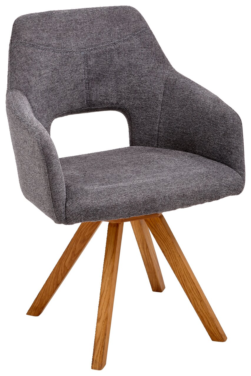 Voleo Sessel EVITA Grauer Sessel der Serie EVITA von Voleo mit Holzbeinen, seitliche Perspektive