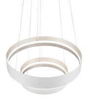 Moderne weiße Pendelleuchte LOOP mit kreisförmigem Design, seitliche Perspektive