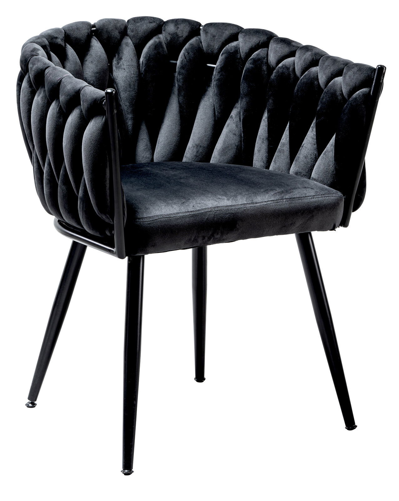 Z2 Sessel WEAVY Schwarzer Sessel mit gepolsterter Rückenlehne und Metallbeinen, seitliche Perspektive