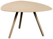 Moderner dreibeiniger Beistelltisch in Beige aus seitlicher Perspektive