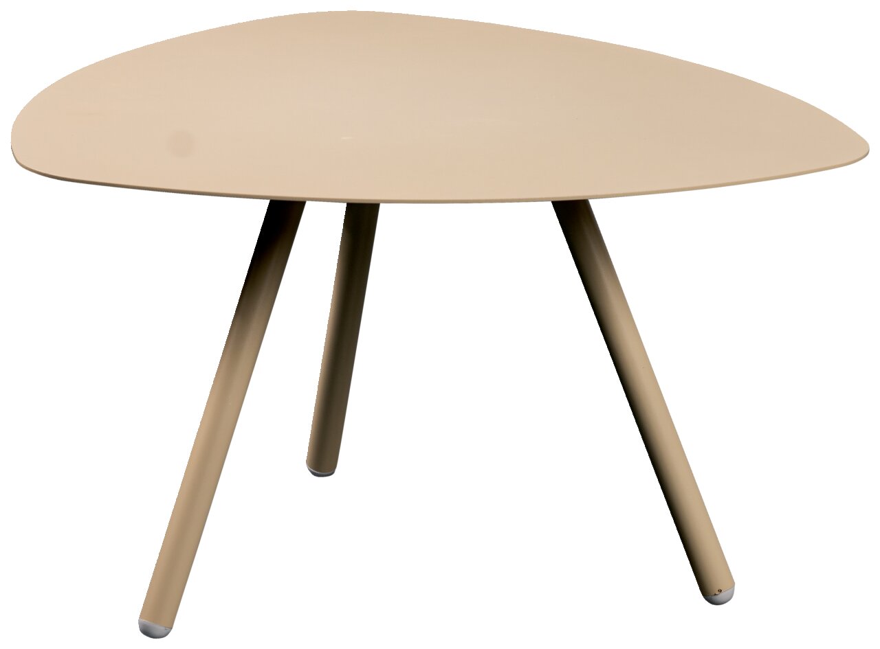 Moderner dreibeiniger Beistelltisch in Beige aus seitlicher Perspektive