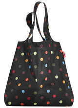 Schwarze Einkaufstasche mit bunten Punkten, Vorderansicht
