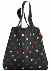 Schwarze Einkaufstasche mit bunten Punkten, Vorderansicht