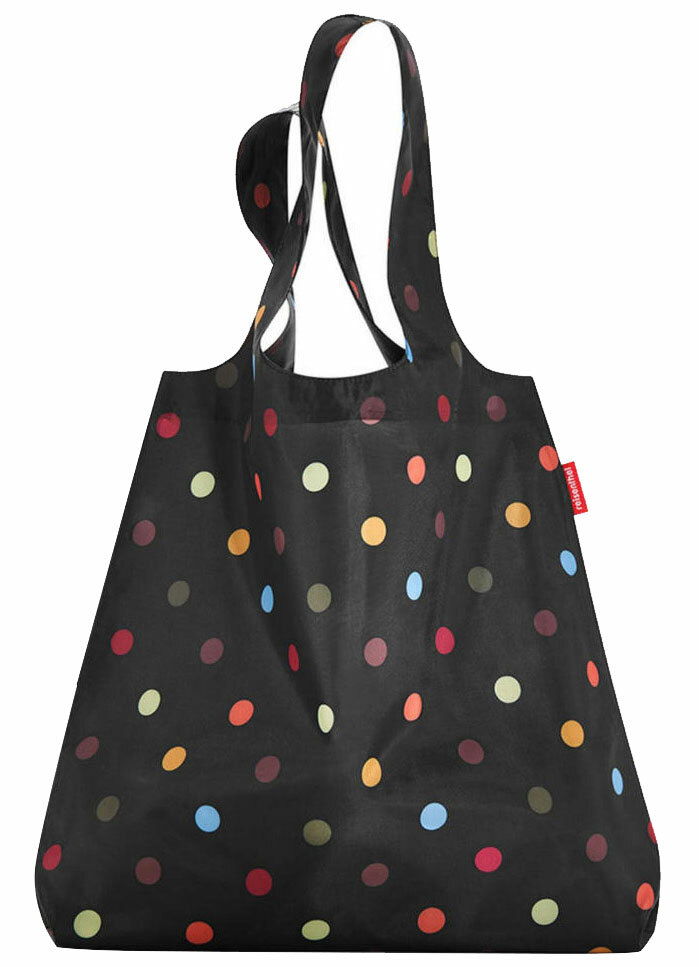 Schwarze Einkaufstasche mit bunten Punkten, Vorderansicht