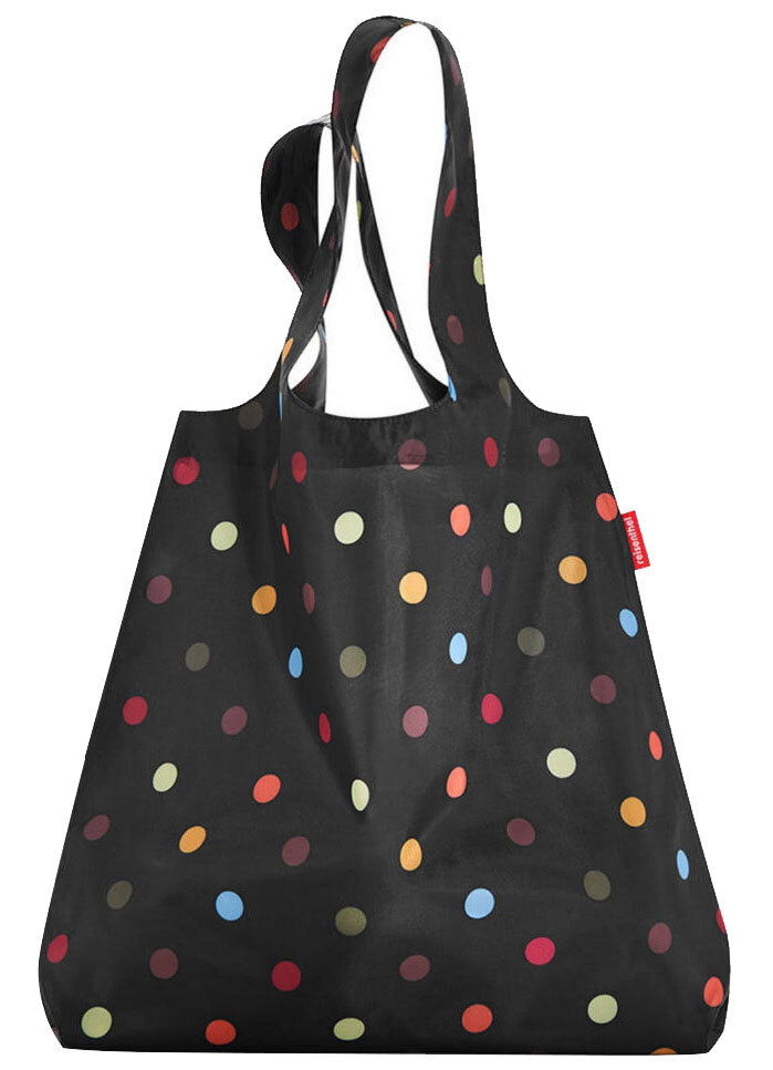 Schwarze Einkaufstasche mit bunten Punkten, Vorderansicht