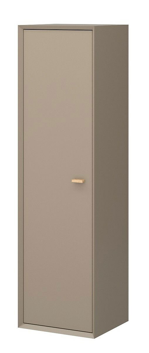 MID.YOU Hängeschrank hoch Calvi Hochformatiger Hängeschrank in neutralem Farbton mit Holzgriff, seitliche Perspektive