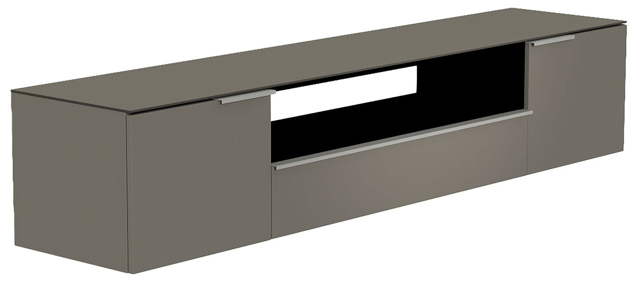 XL Hänge-Lowboard in grauer Farbe, seitliche Perspektive