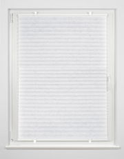 Plissee gefädelt 50x130cm in weißer Farbe, frontal an einem Fenster montiert