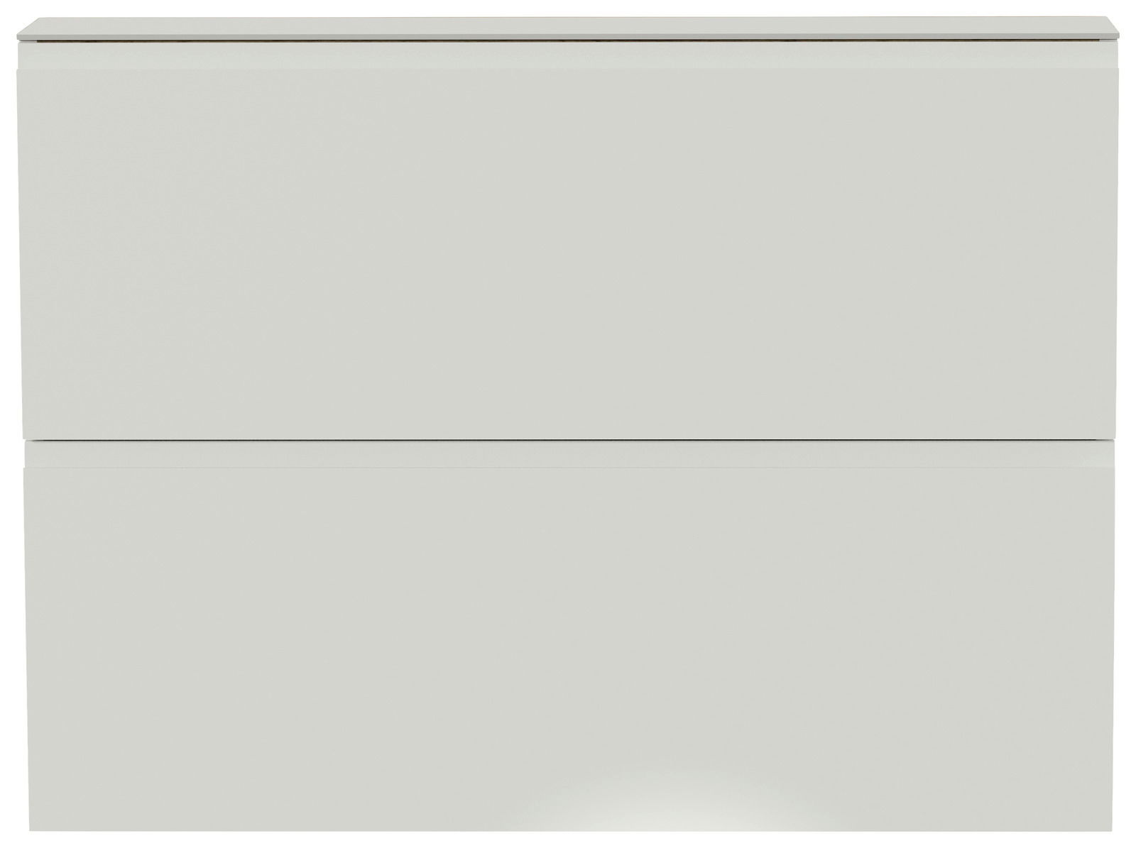 Moderner Hängeschuhschrank in Weiß mit zwei Klappen, frontale Ansicht