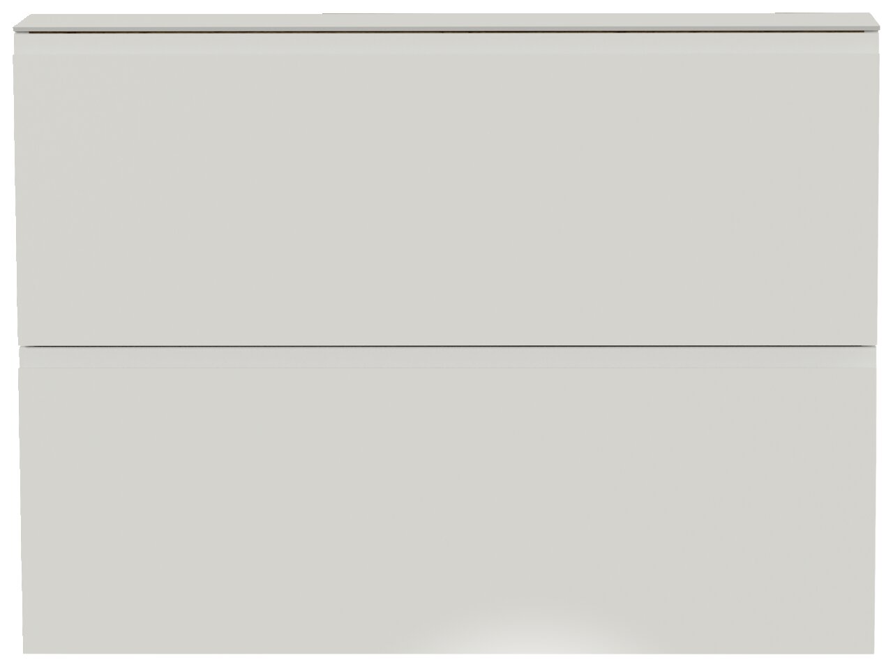 Moderner Hängeschuhschrank in Weiß mit zwei Klappen, frontale Ansicht