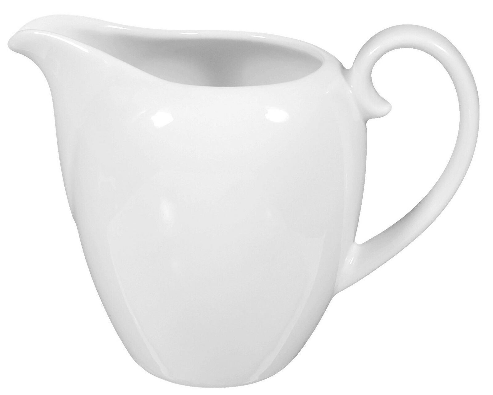 Weißes Milchkännchen aus Porzellan, seitliche Perspektive