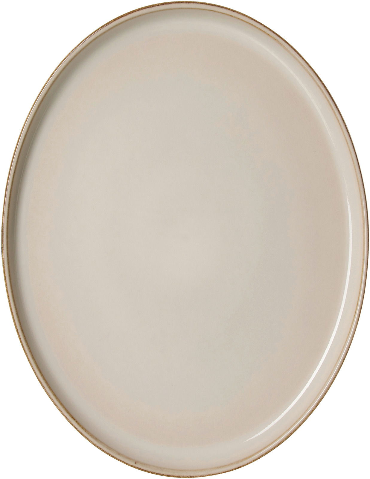 Beige ovale Platte Olivia 25x19cm, Draufsicht