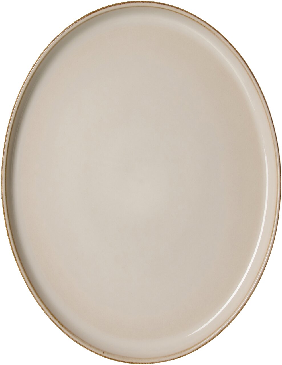 Beige ovale Platte Olivia 25x19cm, Draufsicht