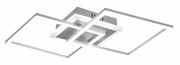 Moderne LED-Deckenleuchte mit zwei überlappenden quadratischen Rahmen, seitliche Perspektive