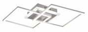 Moderne LED-Deckenleuchte mit zwei überlappenden quadratischen Rahmen, seitliche Perspektive
