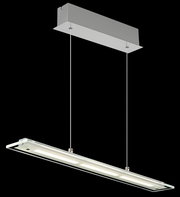 Moderne LED-Hängeleuchte in rechteckiger Form, seitliche Perspektive