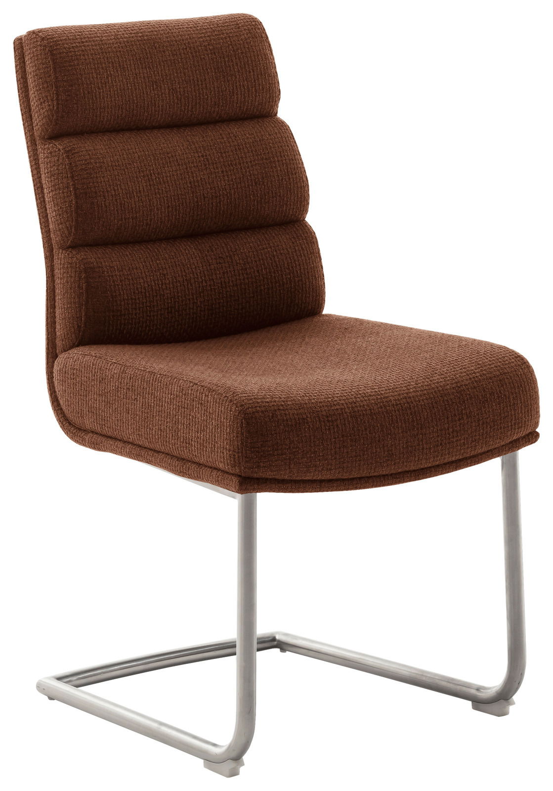 Dieter Knoll Freischwinger-Stuhl LEXINGTON Brauner Freischwinger-Stuhl mit gepolsterter Rückenlehne und Sitzfläche, seitliche Perspektive