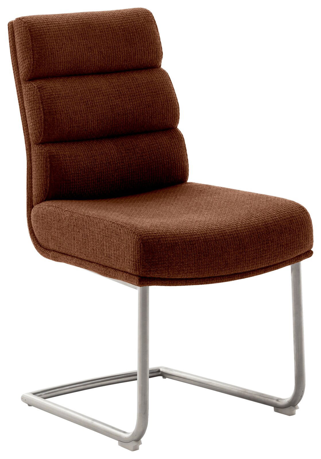 Dieter Knoll Freischwinger-Stuhl LEXINGTON Brauner Freischwinger-Stuhl mit gepolsterter Rückenlehne und Sitzfläche, seitliche Perspektive