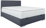Boxbett 140 in grauem Stoff mit weißer Matratze, seitliche Perspektive