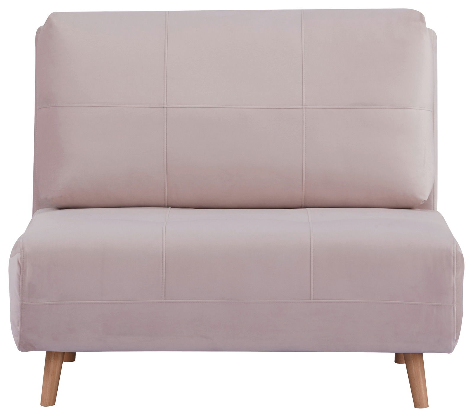 Beiger Funktionssessel mit Holzbeinen, Frontalansicht