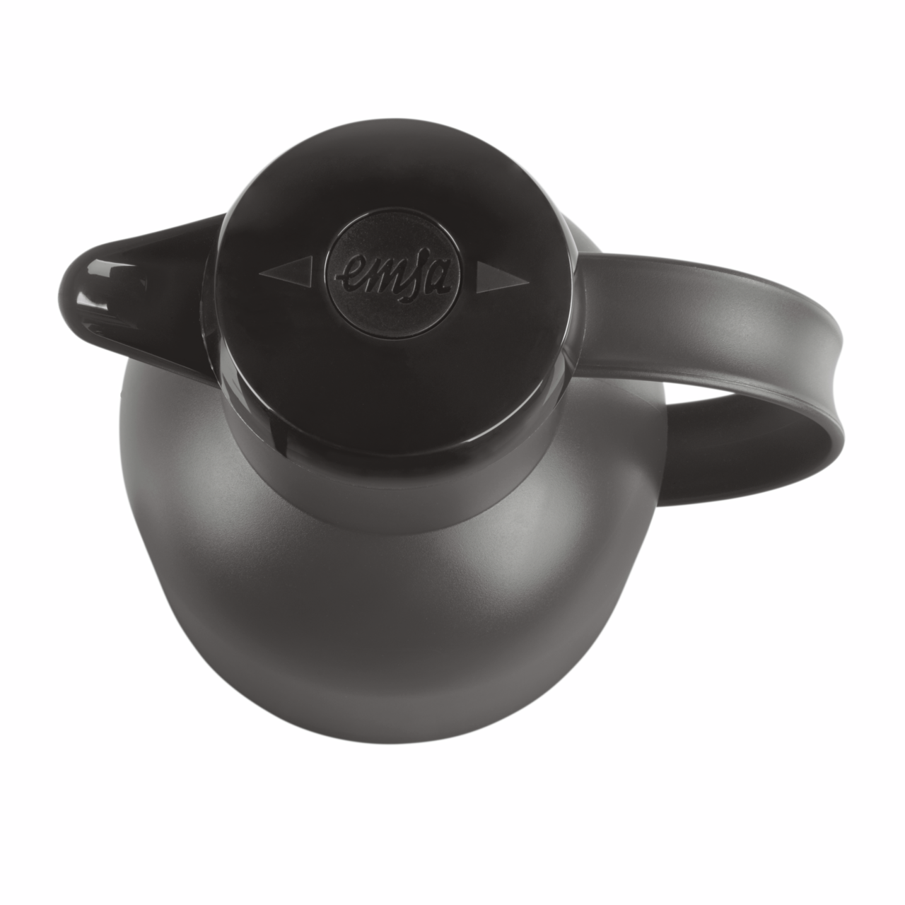 Schwarze Isolierkanne Samba 1,5l aus der Vogelperspektive