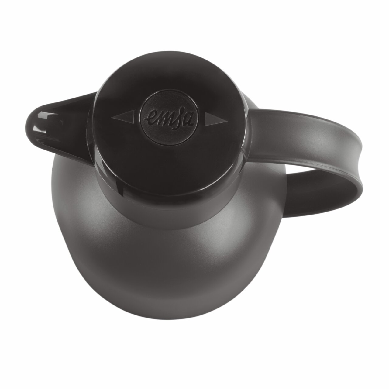 Schwarze Isolierkanne Samba 1,5l aus der Vogelperspektive