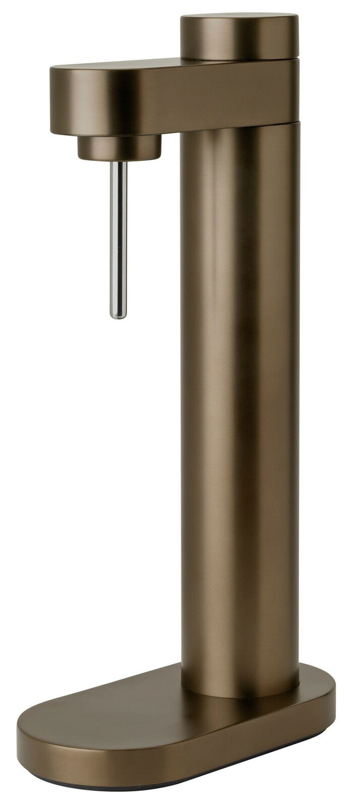 Brus Wassersprudler in dunklem Braun, seitliche Perspektive