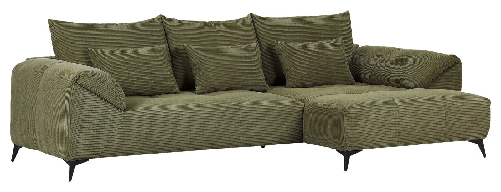 Grünes Sofa mit Ottomane rechts, Vorderansicht
