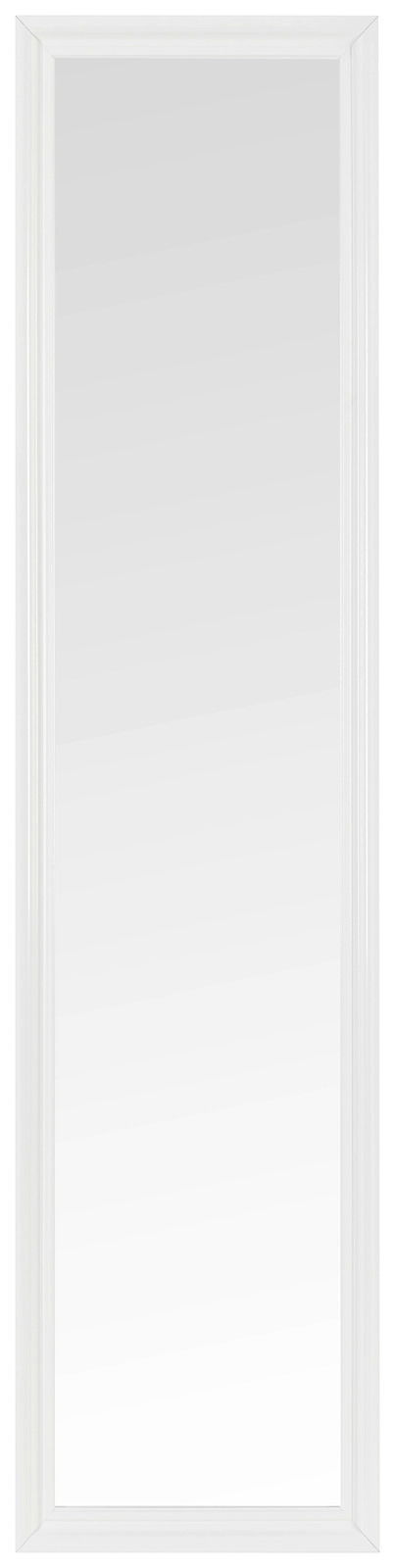 Rechteckiger Spiegel mit weißem Rahmen, frontal betrachtet