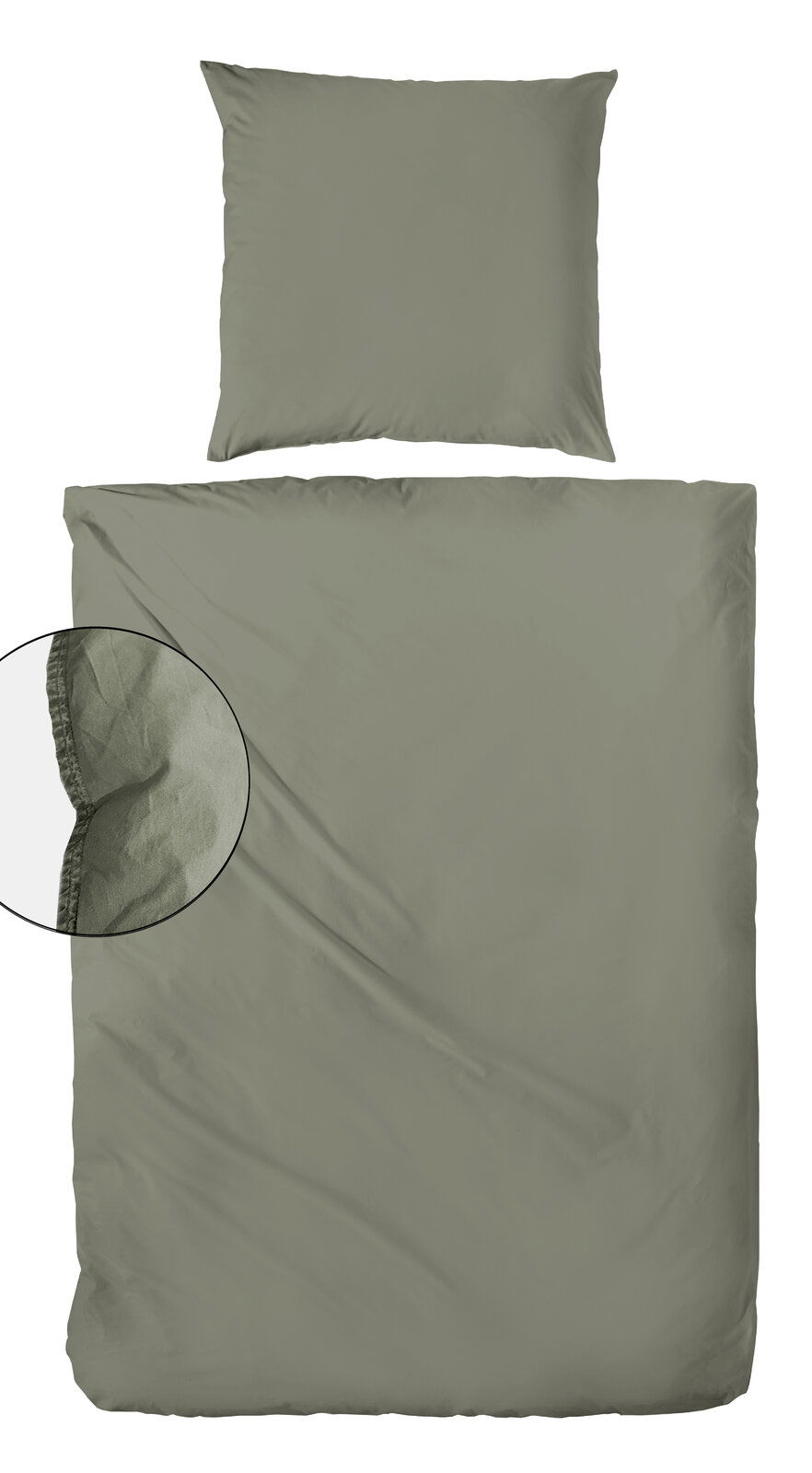 Westminister Bettwäsche STONE-WASHED Grüne Bettwäsche 135x200cm mit Kissenbezug, Draufsicht
