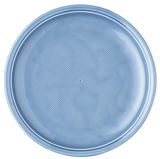 Blauer Speiseteller mit konzentrischen Kreisen, Draufsicht